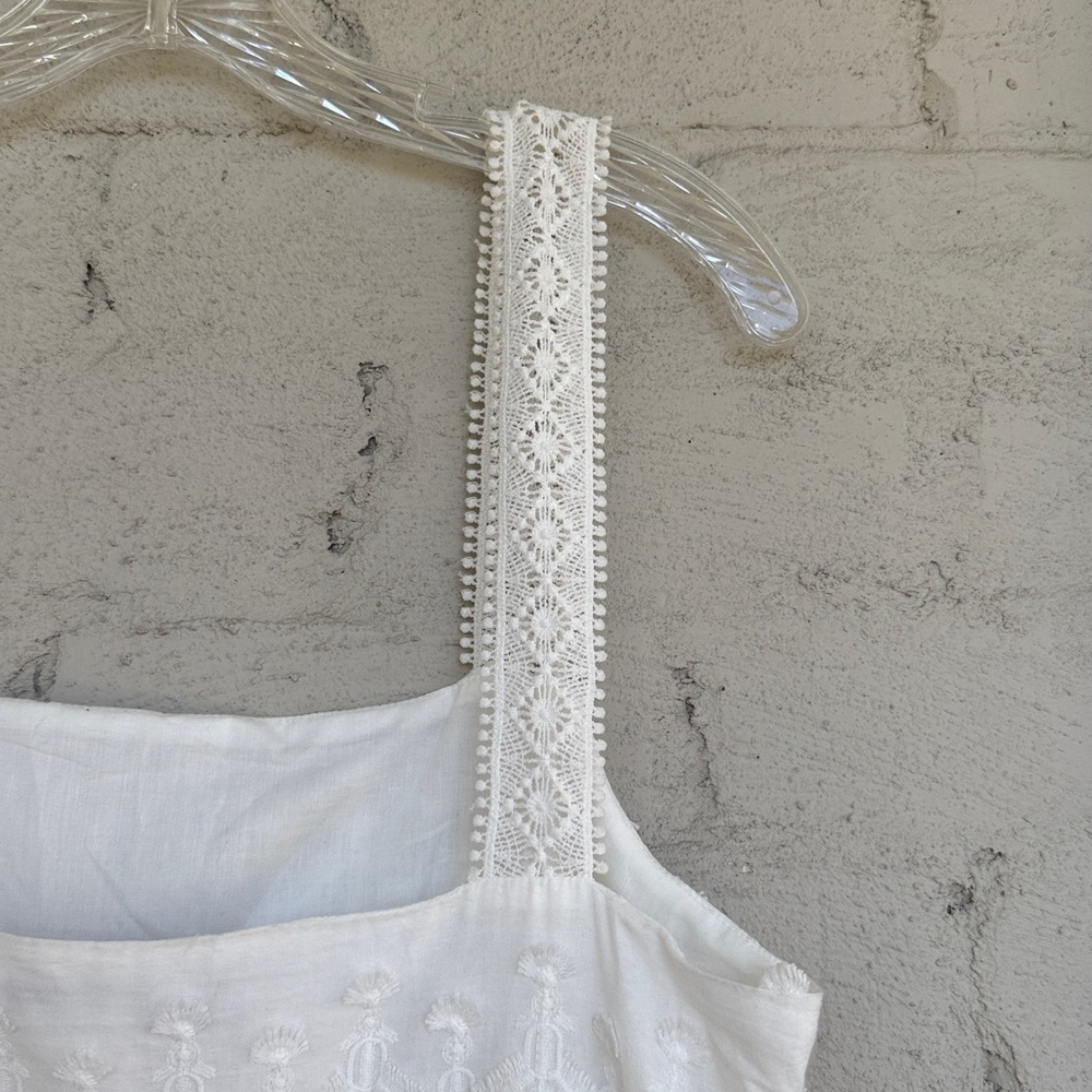 Zara White Embroidered Lace Boho Midi Dress Size Small - Picture 10 of 13